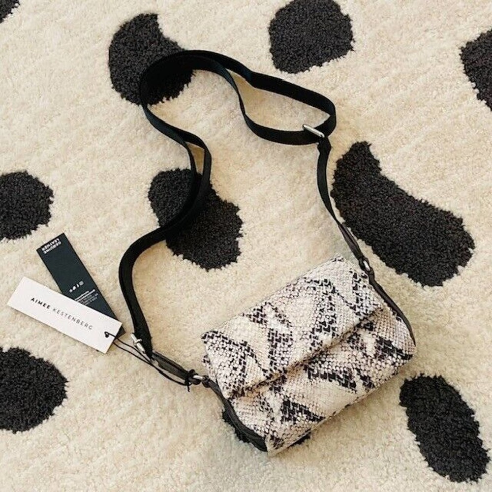 NWT Aimee Kestenberg $118 Broadway Mini Crossbody Snakeskin Leather Bag Purse
